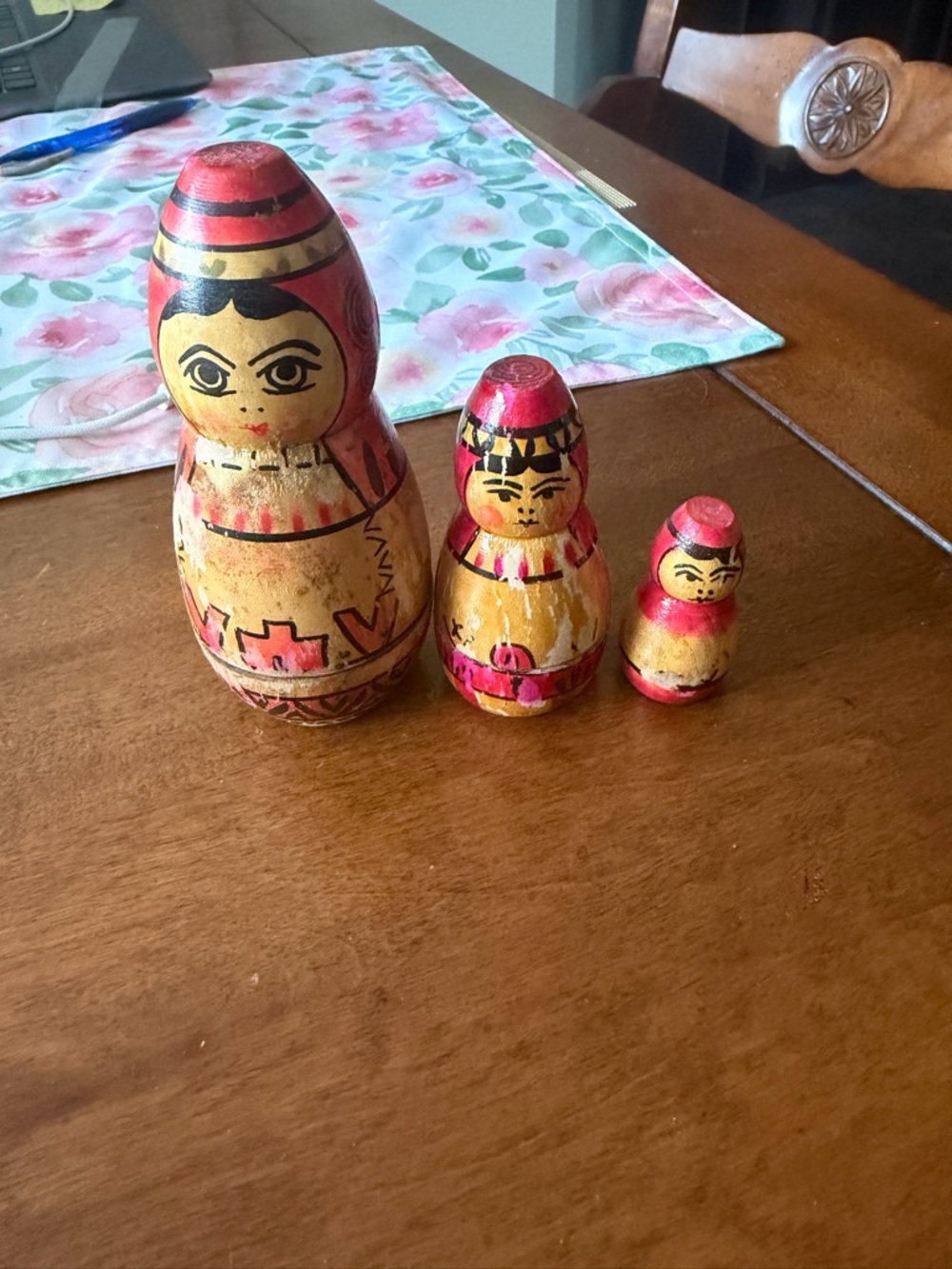 Source Unknown Red and Gold Russian Nesting Dolls (Set of 3)